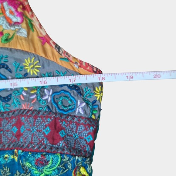 Johnny Was Womens 100% Silk Sleeveless Boho Mini Dress Crochet Back Festival M - Picture 8 of 12